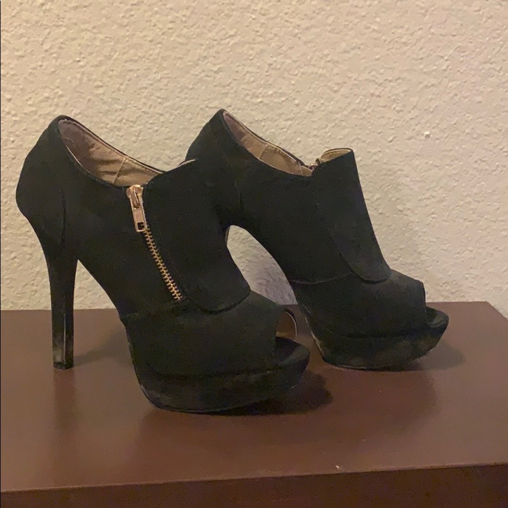 Black bootie heels